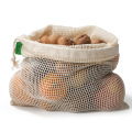 Bolsas de comestibles de frutas y verduras con cordón de algodón orgánico para supermercado lavable reutilizable ecológico